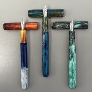 Three custom fountain pens from K&A Pens.